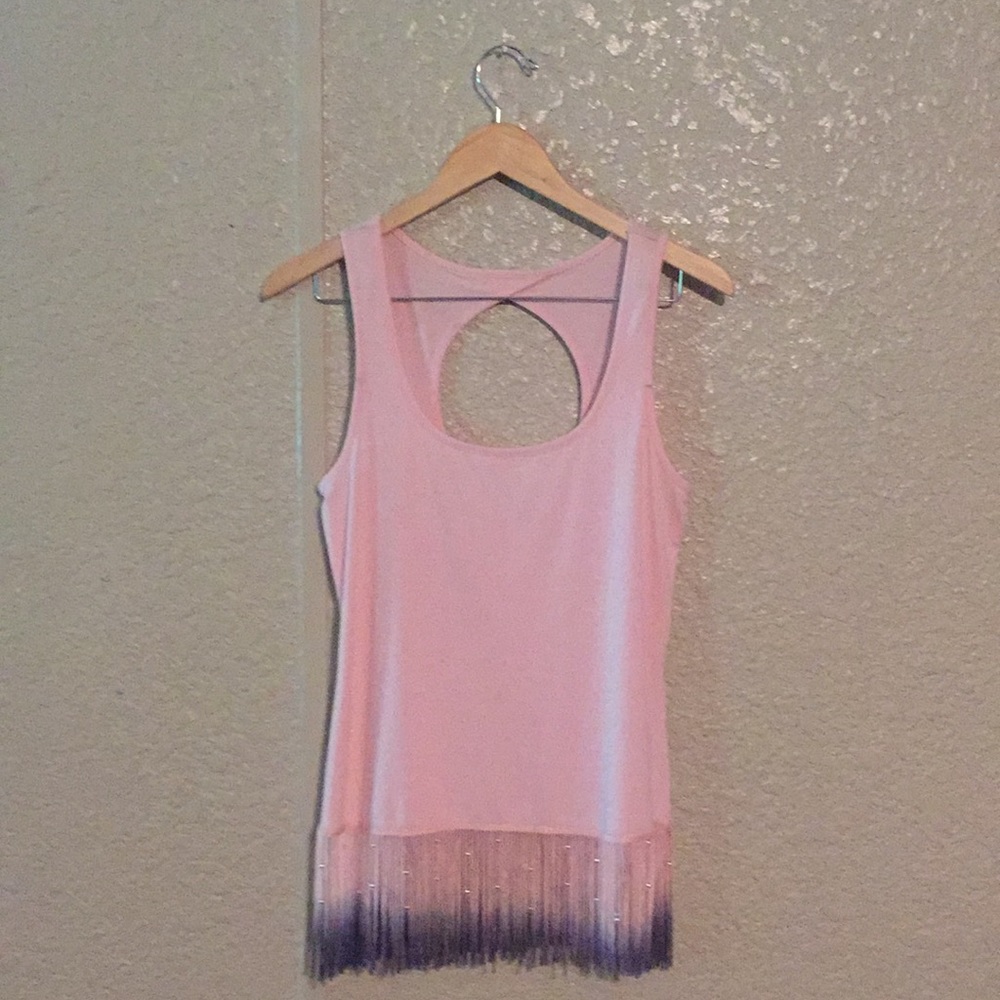 Pink & Grey | Tassle Razorback Tank